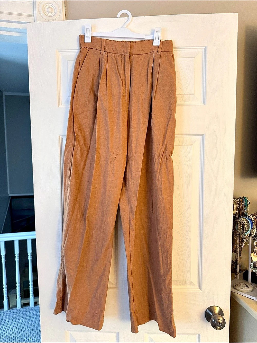 Abercrombie & Fitch A&F Sloane Linen-Blend Tailored Wide Leg Pant Wide Leg Pants